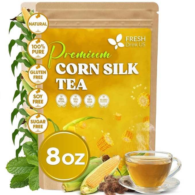 FreshDrinkUS, Dried Corn Silk 8oz | Premium Whole Corn Silk for Tea & Herbal Infusions | Naturally Air-Dried, Non-GMO, Caffeine-Free | Perfect for Daily Herbal Tea, DIY Blends & Natural Brewing