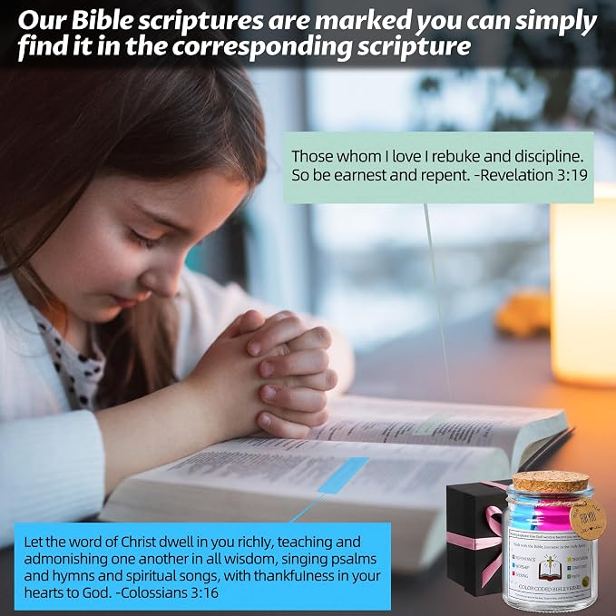 WMWXNNT Bible Verse Jar, Christian Gifts for Women, Men, Birthday & Graduation Gifts, Inspirational Gift for Mom, Teens, Friends, Prayer Jar with a 48-inch Ribbon Bow