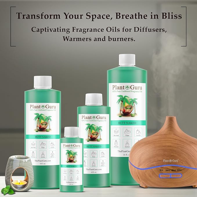 Plant Guru Butt Naked Fragrance Oil 8 fl. oz. - Aromatherapy, Scented Oil for DIY Soap, Candles, Bath Bombs, Reed Diffusers, and More