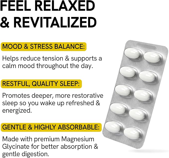 Magnesium Glycinate Softgels 400mg - 60 Soft Gels - High Absorption Magnesium Glycinate for Better Sleep, Muscle Recovery & Relaxation - Better Mood, Restful Sleep, Faster Recovery