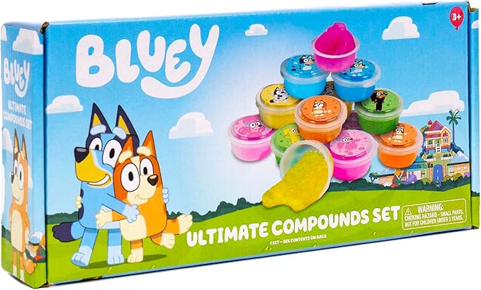 Bluey Ultimate Compounds Set, 25 Pack of Scented Glitter Slime, Resealable Containers with Stickers, Birthday Bulk Slime Party Favors, Sensory Toys, Goodie Bags Stuffers for Kids