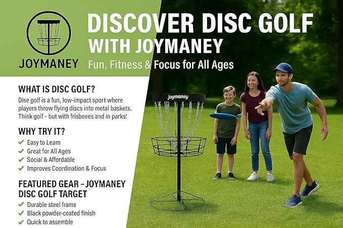 PDGA Approved Regulation Basket Disc Golf Starter Set | Chain Guard Target, 3 Regulation-Weight Discs & 6-Page Training Guide | Backyard Practice Kit