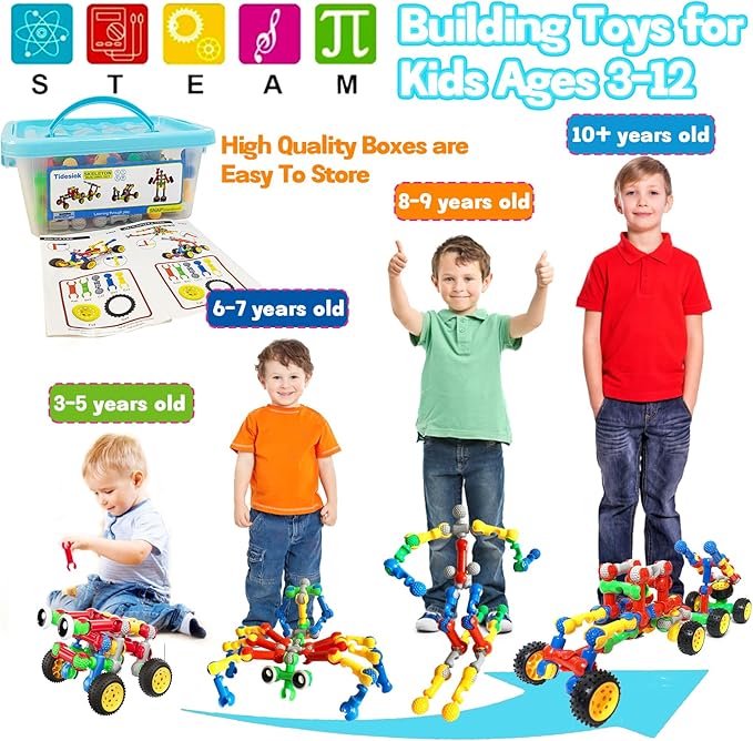 STEM Building Toys for 3 4 5 6 7 8+ Year Old Boys Girls Birthday Gifts 130 PCS Preschool Educational Toys Building Blocks for Kids Age 3-5 4-6 6-8 Stem Kits Activities Creative Games