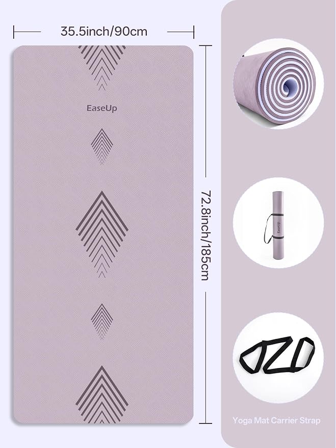 EaseUp Large yoga mat,73’x35.5’x0.4’,extra thick and wide,10mm pilates mat,non-slip exercise mat,workout mats for home gym