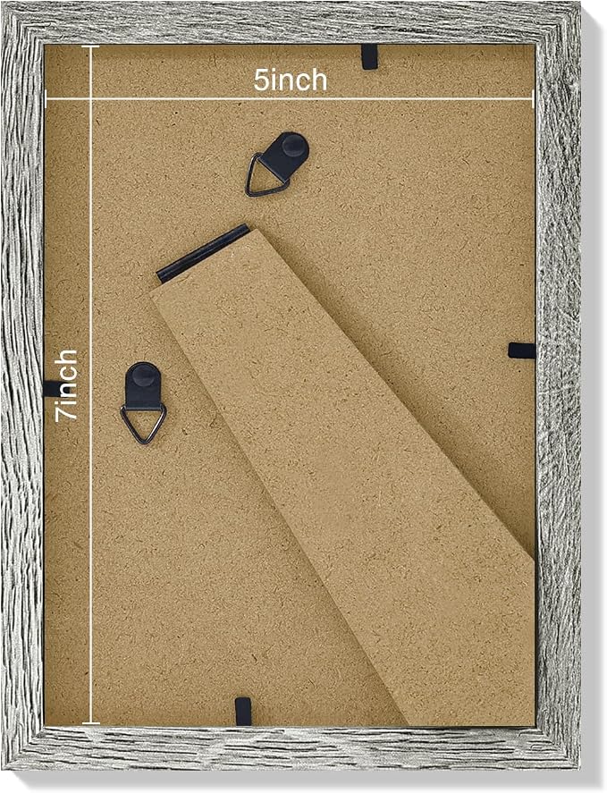 Vittanly 5x7 Picture Frames Set of 9 for Wall or Tabletop Display, Grey | Display Pictures 4x6 with Mat or 5x7 without Mat, Small Photo Frames, Engineered Wood with Shatter Resistant Plexiglass