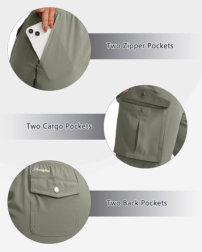 Soothfeel Women's Cargo Capris Pants with 6 Pockets Lightweight Quick Dry Travel Hiking Summer Pants for Women Casual
