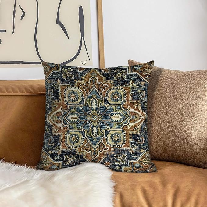 Boho Throw Pillow Covers 22x22 inch Set of 2,Boho Vintage Carpet Pattern Antique Ethnic Decor Double Sided Pattern Cushion Cover Soft Pillow Case Living Sofa Room Bed Square Pillow Cover