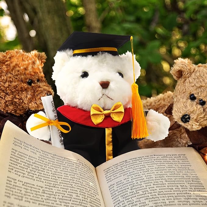 Set of 2 Graduation Teddy Bear Clothes Cap & Gow Outfit Fits Make Your Own Most 14" - 18" Bear Plush Stuffed Animal Outfit Pet Dog Doll Cap and Gown Build a Bear Clothe(Graduation D, Fit 14"-18")