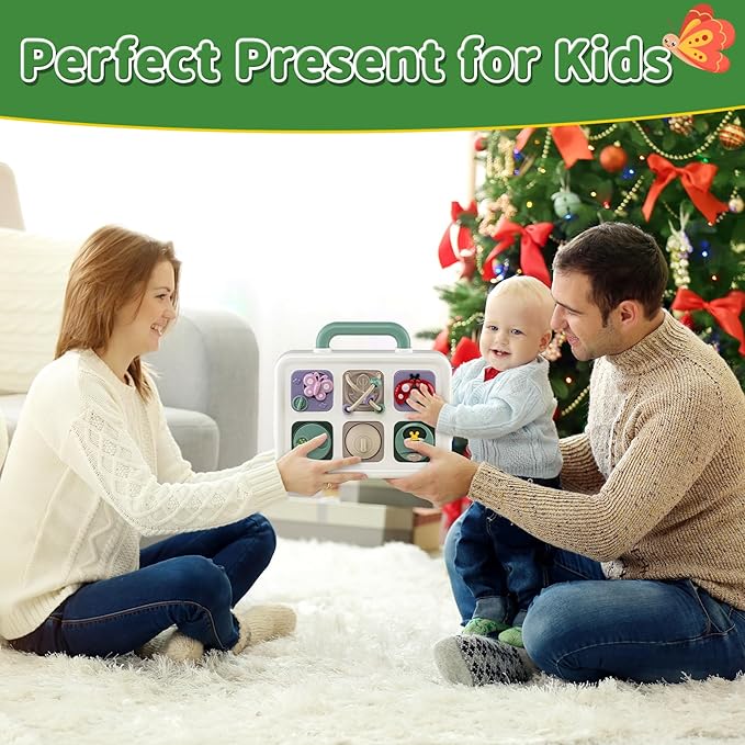 Baby Busy Board Cube, Toys for Boy Girl, Montessori Travel Toys for Toddlers, Learning Fine Motor Skills| Birthday Gifts for Infant Boys Girls (Large Garden Board)