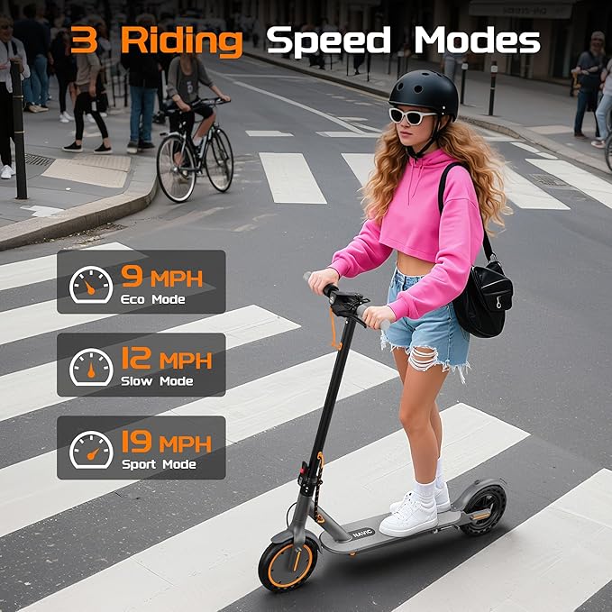NAVIC Electric Scooter with Dual Suspension/Braking, 350W/500W Motor, 19/22 Mph,Max 22/25/27/49Miles Range, Foldable E Scooter for Adults with App