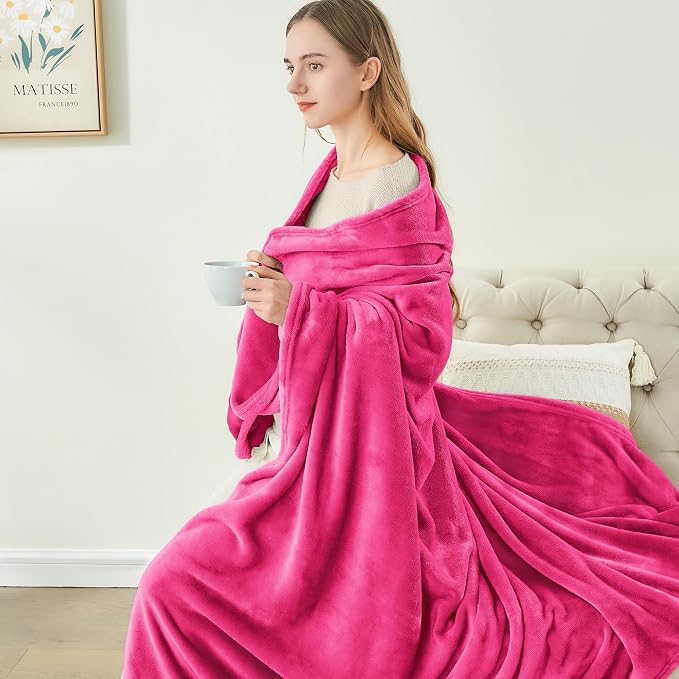 BEDELITE Fleece Blanket Soft Plush King Size Bed Blanket Hot Pink 108"x90" | Ultra Soft Fleece, Plush Microfiber, Lightweight Warmth, All Season Comfort, Fade Resistant, Machine Washable