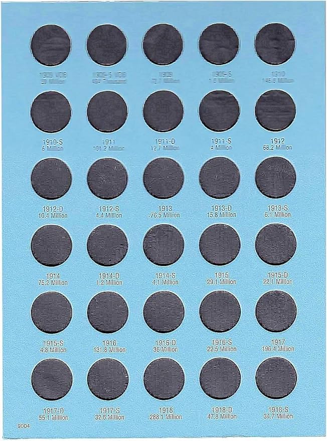 Whitman US Flying Eagle, Indian and Lincoln Cent Coin Folder Five Volume Set 1857 - Date #’s 9003, 9004, 9030, 9033, 4004