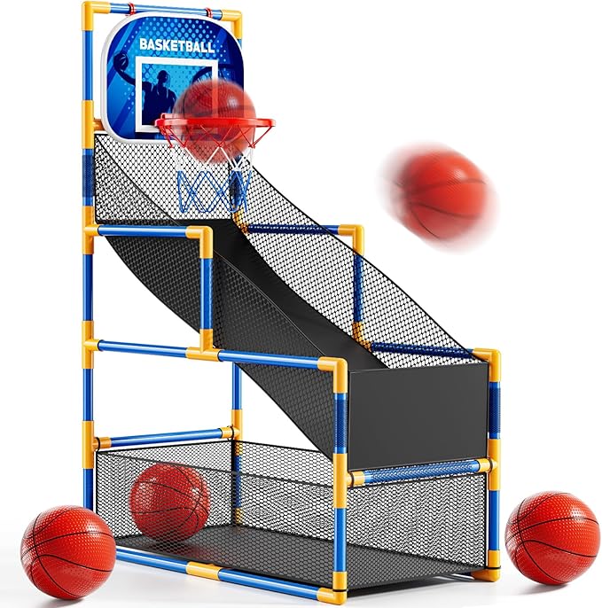 Arcade Basketball Game Set for Kids 3-12 Years Old, Kids Basketball Hoop with 4 Balls & Pump, Indoor Outdoor Sports Play Toys, Basketball Games Toys, for Boys Girls Teens