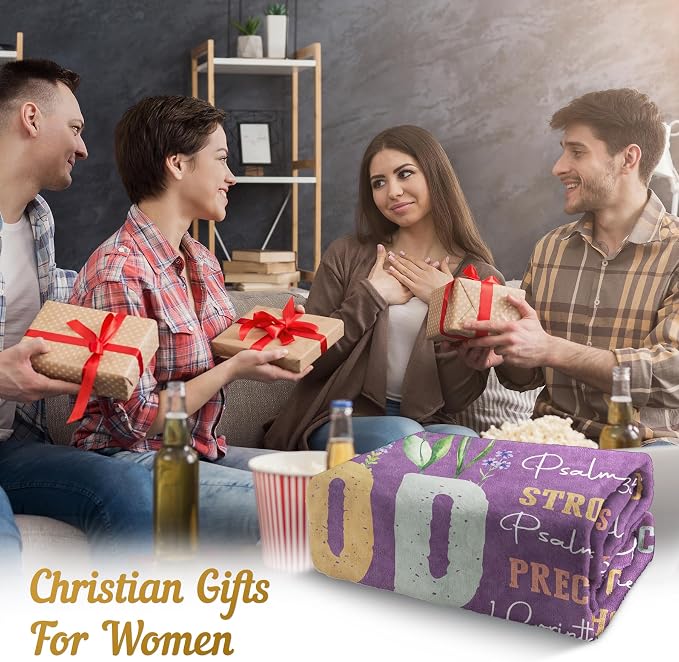 Gifts for Women - Christian Inspirational Floral Blanket | Religious Birthday Gift for Women, Blanket for Mom Daughter Sister Friend Girl, Baptism Confirmation Spiritual Gift for Her