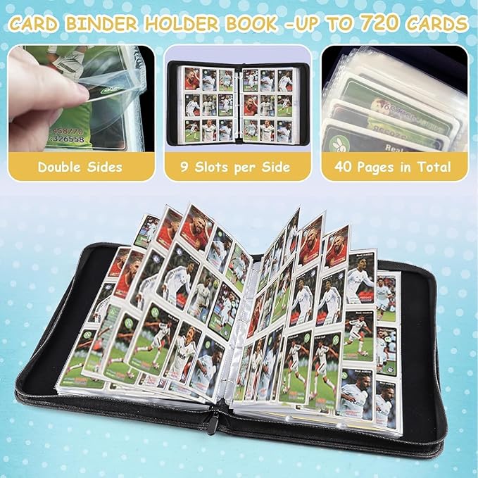 Card Binder for Cards Binder 9-Pocket,Compatible with Cards, 9-Pocket Pages Sleeves Hold up 720 Cards.Trading Card Binder with Sleeves，Card Holder Collector