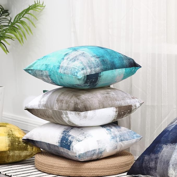 Throw Pillow Covers for Couch, 24x24 Inch, 2 Pack, Grey Blue | Decorative Throw Pillow Covers Cushion Covers for Couch Bedroom Sofa Living Room