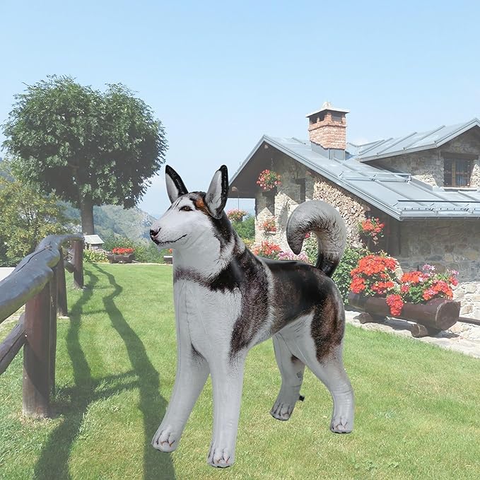 Jet Creations Husky Inflatable 32"L x 30"H – White & Black Dog Toy for Kids 3+, Halloween & Fall Decor, Birthday Party, Yard Display, Pool Play, VBS, Office, Sport Mascot, 1 PC