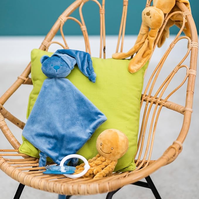 Nattou Plush Stuffed Toy, Cuddly Companion, Umbilical Cord Design Reassures Baby, Vegan, Lapidou Octopus, Yellow