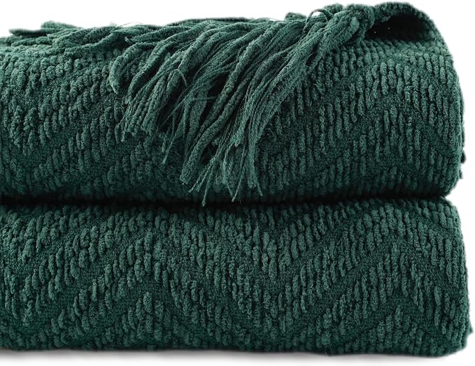 BATTILO HOME Christmas Green Throw Blanket Couch, 50''x60'' | Knit Throw Blanket Versatile Chair, Super Soft Warm Christmas Decor Throw Tassels Bed,Sofa and Living Room