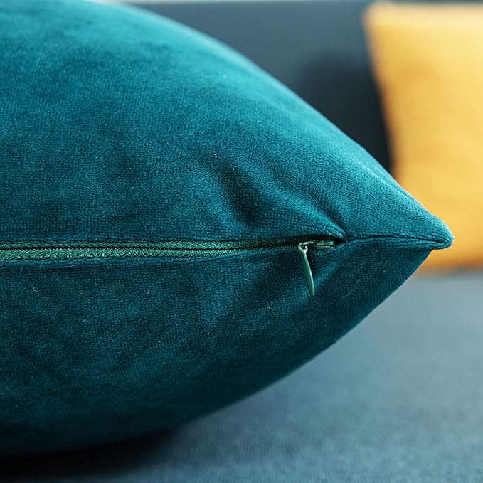 Lumbar Pillow Covers 12x20 Teal: Pack of 2 Cozy Soft Velvet Rectangular Modern Luxury Decorative Throw Pillow Cases for Sofa Couch Living Room Bed Home Decor