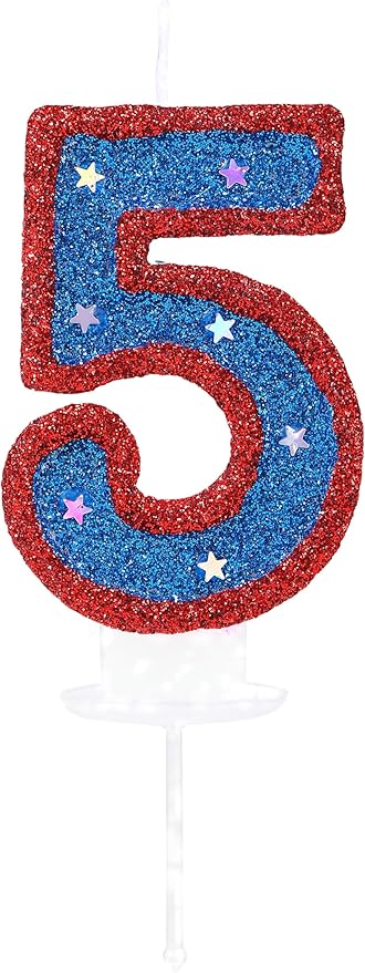 Blue Hero Captain 5 Birthday Candle 3D Number 5 Candle for Cake Boy Girl Kid's 5 Years Old Superheroes Theme Party Cake Decoration