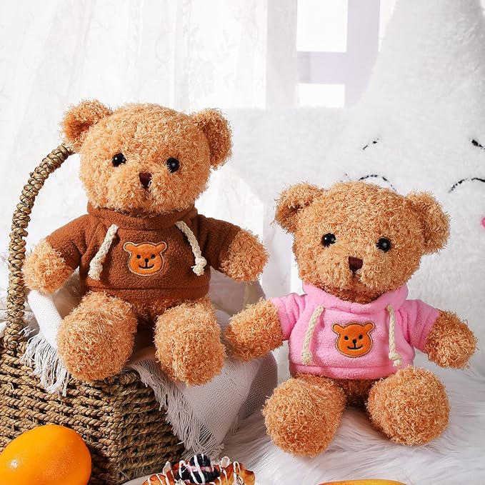 Aoriher 2 Pieces Christmas Stuffed Bears Animal Plush Gifts Prom 11.8 Inch Soft Bear Clothes Bear Plush for Newlyweds Mom Grandma Women Baby Shower Party Favor