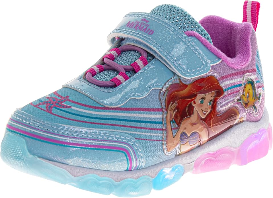 Girls Character Shoes Light Up Shoes LED Athletic Shoes for Girls Disney Princess Moana Little Mermaid Stitch Minnie Frozen Paw Patrol (Sizes: 5-10 Toddlers / 11-12 Little Kid)