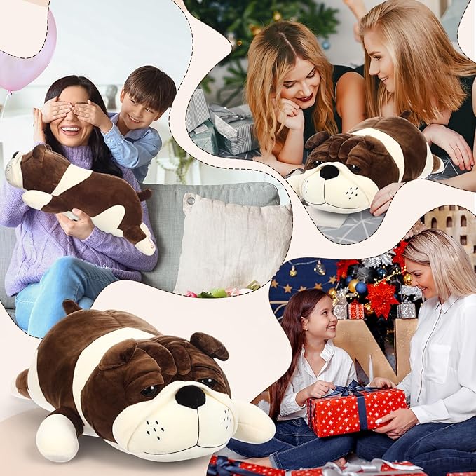 23.6" Huggable Dog Plush, Cute Stuffed Animal, Soft Adorable Cuddle Companion for Kids, Christmas Birthday Plush Pillow Gift for Boys and Girls