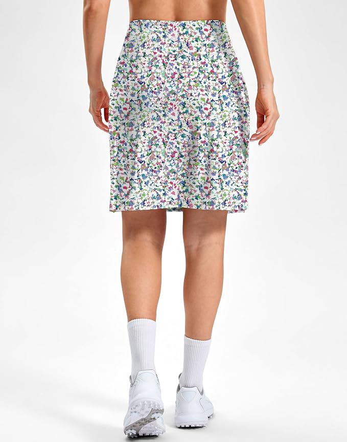 20" Skorts with 3 Pockets | Knee Length, High waisted, Slit Side, Casual, Summer, Travel, Athletic, Tennis, Golf, Skirts for Women