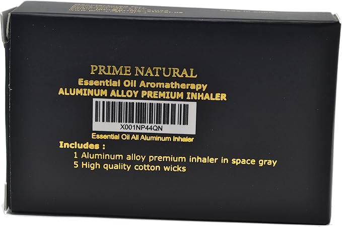 Prime Natural Essential Oil Aluminum Alloy Premium Blank Nasal Inhaler - Refillable Aluminum Empty Metal Inhaler - Space Gray Color - Comes with 5 Cotton Wicks - For Aromatherapy