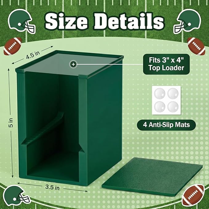 Toploader Dispenser & Penny Sleeve Holder - Dual Compartment Holds 250 Penny Sleeves & up to 50 Top Loaders, Stackable Card Storage Box with Dustproof Lid (Green)