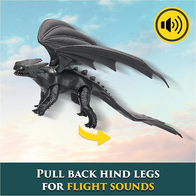 DreamWorks Dragons, Battle Dragons, Plasma Sounds Night Fury, 13” Action Figure, Kids Toys for Boys & Girls Ages 4 and up