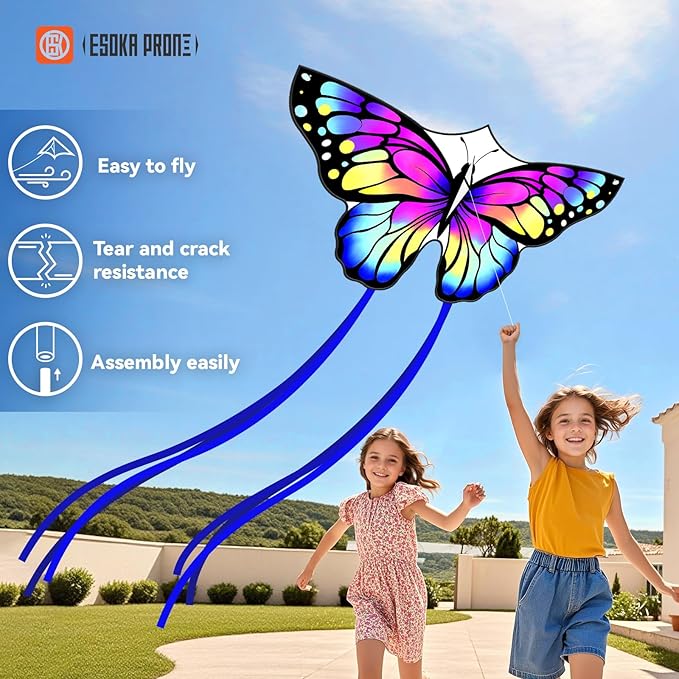 Kites for Kids & Adults,Large Kite for Beginners, Kites for Kids Ages 4-8,Outdoors Activities with Complete Handle, 328ft Kite String & Accessories (L Grassland,HG Butterfly,QC Octopus, 3)