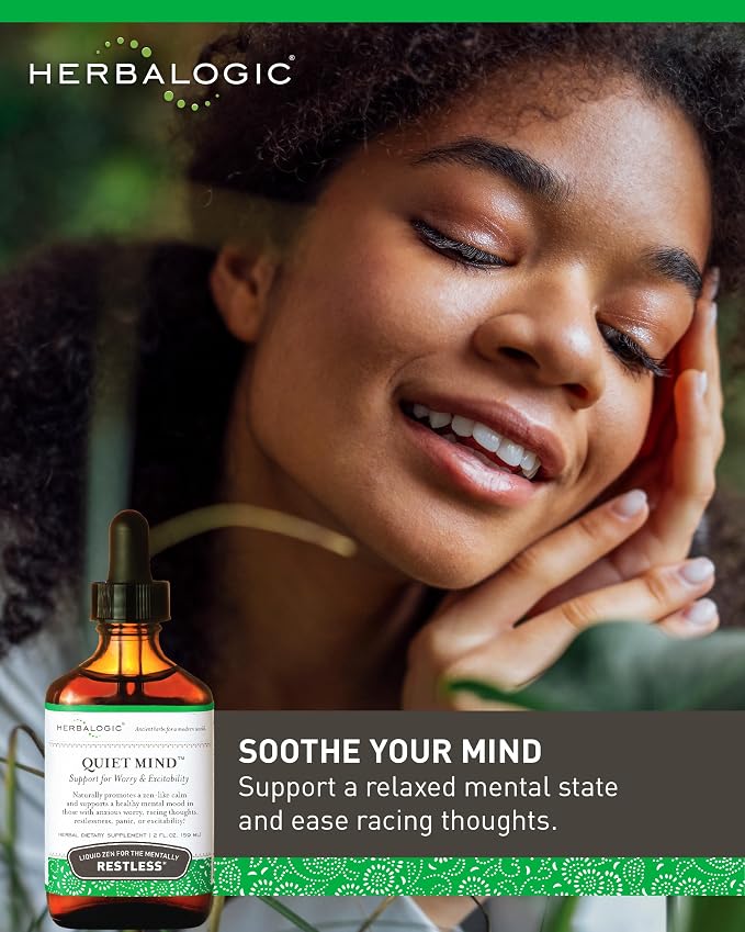 Herbalogic - Quiet Mind Liquid Herb Drops - Non-Sedating, Promotes a Feeling of Zen-Like Calm - Eases Worry and Panicky Mood - Based on the Traditional Chinese Formula GUI Pi Tang - 2 Fl. Oz.
