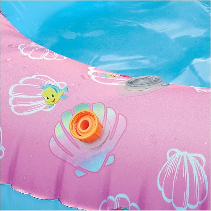 SwimWays Disney Princess Ariel Water Castle Deluxe Inflatable Pool, Above Ground Pool with Canopy and Fast Inflation for Kids Aged Aged 3 & Up