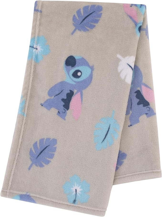 Disney Stitch Gray, Blue, Aqua, and White Super Soft Plush Baby Blanket