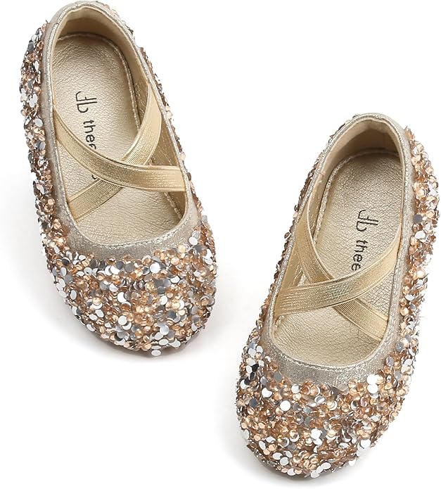 THEE BRON Mary Jane Ballet Flats - Girls' Dress Shoes with Hook & Loop Closure