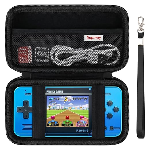 Supmay Carrying Case Compatible with WELLST·G/ for GuaiyeyeAP Handheld Game for Kids -Preloaded 220 Retro Video Games, Portable Gaming Player Storage Holder Travel Bag with Mesh Pocket, Black