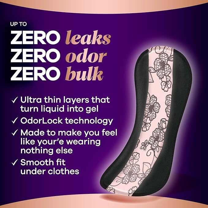 Always Discreet Boutique Incontinence Panty Liners for Bladder Leaks, Size 2, Very Light Absorbency, Long Length, 96 Count (3 Packs of 32)