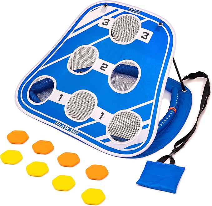 GoSports Splash Skip Floating Pool Cornhole Game – Stone Skipping Swimming Pool Game for Adults & Family – Water Cornhole Game for Pools & Lakes