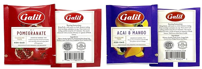 Galil Kosher Tea Sampler – 42 Count Tea Assortment, Tea Bags Individually Wrapped – Non-GMO Tea Bags Bulk Tea Variety Pack