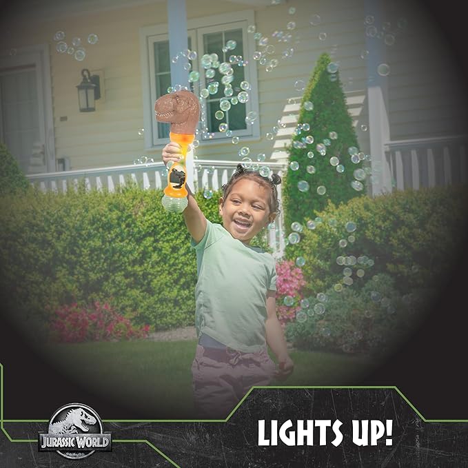 Little Kids Jurassic World Light and Sound Musical Bubble Wand, Includes Bubble Solution