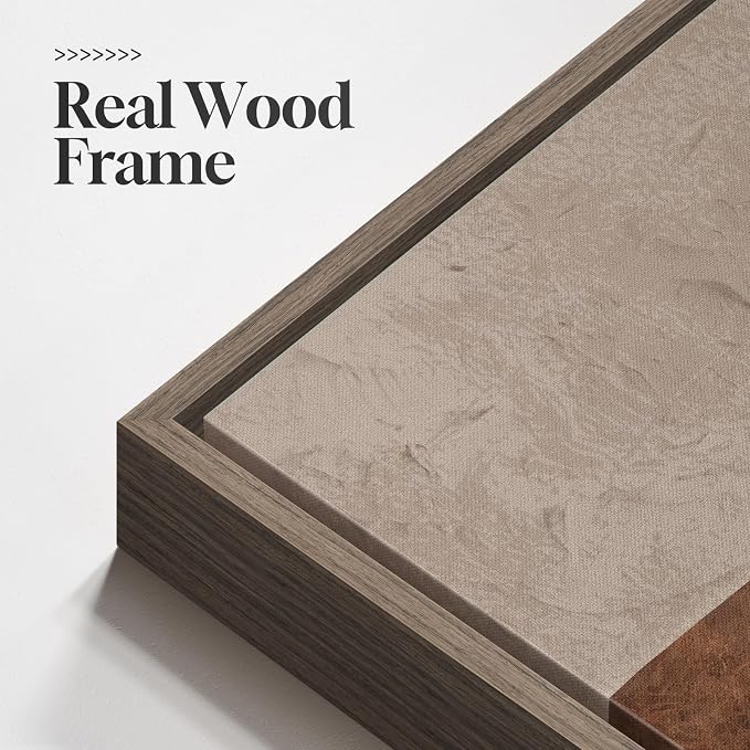 Framed Neutral Abstract Wall Art, 3 Piece Earth Tones Rustic Canvas Prints Paintings Artwork for Walls, Minimalist Abstract Stone Pictures for Living Room Dining Room Bedroom Wall Decor 16x24 Inch