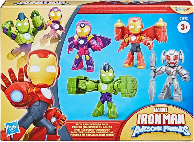 IRON MAN AND HIS AWESOME FRIENDS Marvel Iron Armor Figure Pack, 3-Inch Action Figures, Toy Playsets for Boys & Girls, Ages 3+ (Amazon Exclusive)