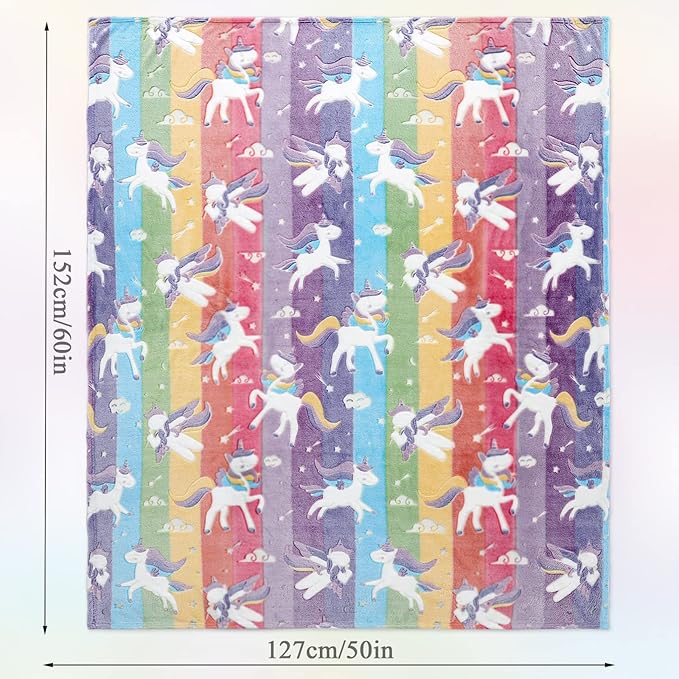Glow in The Dark Blanket Unicorns Gifts for Girls,Soft Blanket 3 4 5 6 7 8 9 10 Year Old Girl Gifts,Toddler Girls Toys Age 6-8,Gifts for Valentine's Day Birthday Presents,50"x60"
