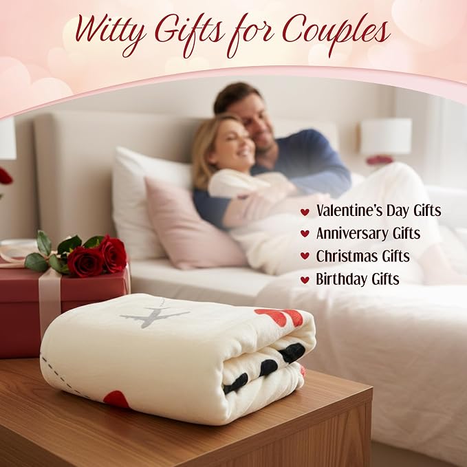 WRAPIX Anniversary Wedding Gifts for Women Men - Throw Blanket 60x80 in | Birthday Couple Gifts for Wife Husband Girlfriend Boyfriend, Soft Fleece for Couch Bed, Machine Washable, Warm, Lightweight