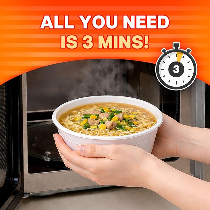 Nongshim Savory Chicken Noodle Soup Instant Ramen, 12 Pack, Microwaveable Bowl Soup Mix, Korean Ramyun with Cabbage & Carrots, Sabor a Pollo