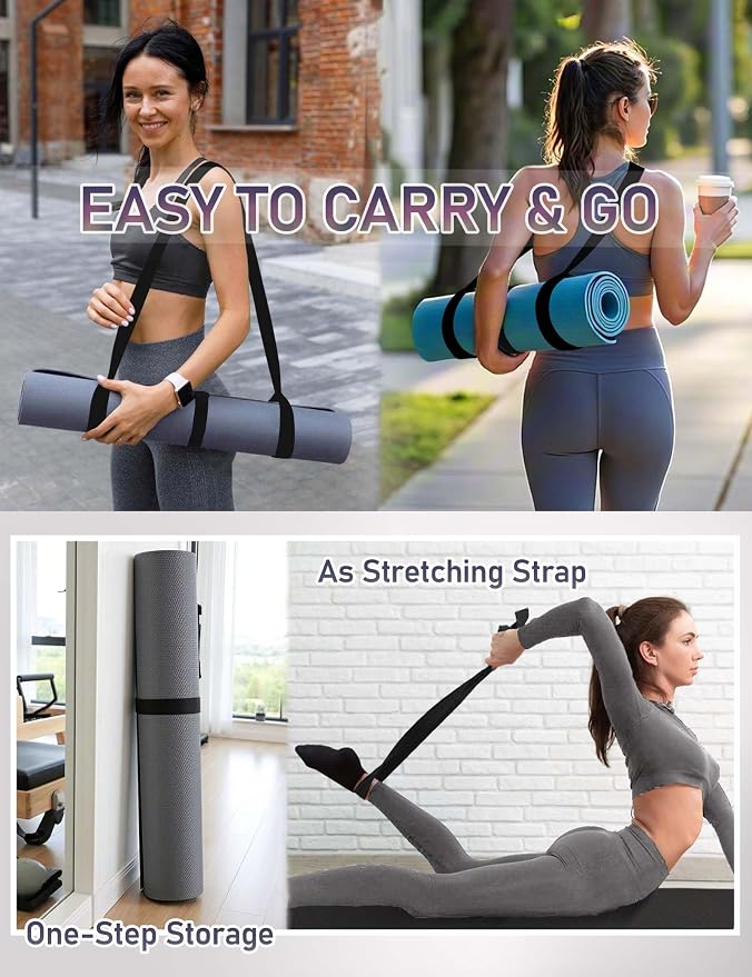 Yoga Mat Carrier Strap - Adjustable Thick and Wide Strap for Carrying Mat or Stretching