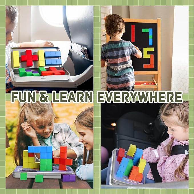 Magnetic Blocks with Magnet Iron Box - Travel Magnetic Building Toys for Toddlers Kids Ages 4-8, Road Trip ‌Sensory Toy Christmas Birthday Gifts for Boys & Girls - 32Pcs