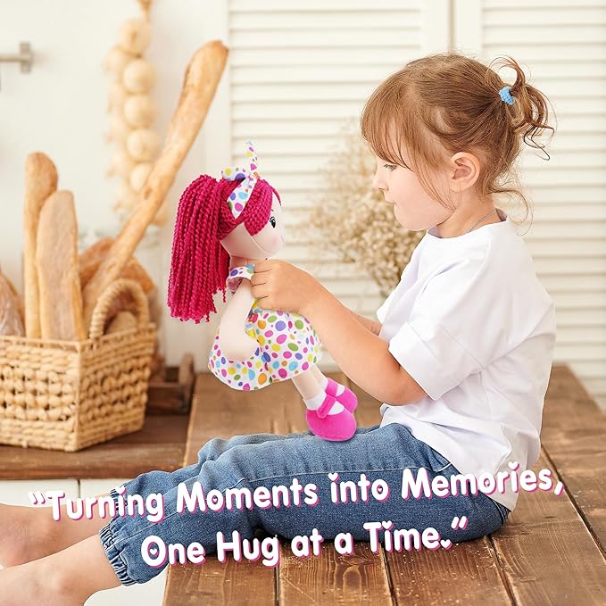June Garden 23" Snuggle Cuties Sophie - Soft Cuddly Plush Doll Gift for Girls - Huggable Rag Doll - Pink XL